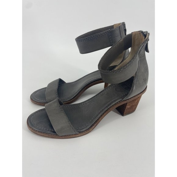 Frye Brielle Charcoal Grey Wooden Ankle Sandals Size 9.5M - Picture 3 of 6